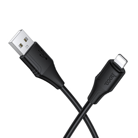 USB дата кабель Lightning, HOCO, X124, 1 метр, ток до 2.4A, цвет черный