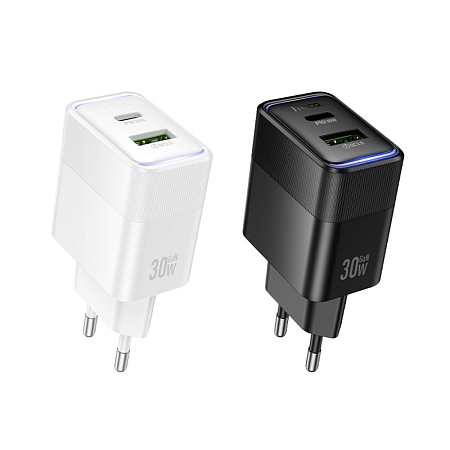 Сетевое зарядное устройство, 1 PD 30W + 1 USB 3.0 QC (CS112A), HOCO, белый