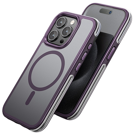 Чехол для iPhone 15 Pro, PC+TPU, Магнитный (MagSafe), AS5, HOCO, пурпурный