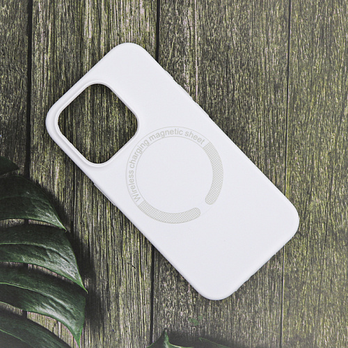 Чехол-накладка для iPhone 15 Pro Max, Silicon Case, магнитный (MagSafe), без лого, X-CASE, белый
