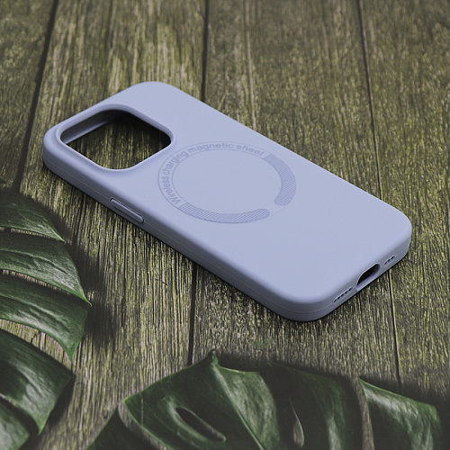 Чехол-накладка для iPhone 15 Pro Max, Silicon Case, магнитный (MagSafe), без лого, X-CASE, светло-голубой