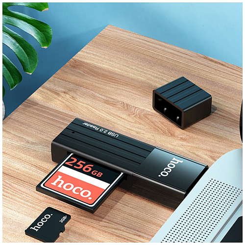 Картридер 2 в 1, USB 2.0, HB20, HOCO, поддержка TF/SD карт