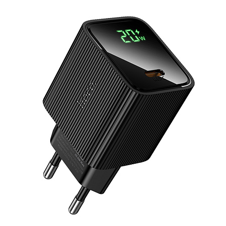 Сетевое зарядное устройство, 1 PD 20W  (CS82A), HOCO, с дисплеем, черный