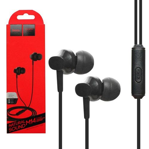 Проводные наушники M14 Universal Earphone, вакуумные с микрофоном, HOCO, черные