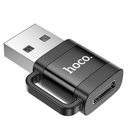 Переходник с USB (папа) на Type-C (мама), UA31D, HOCO, черный
