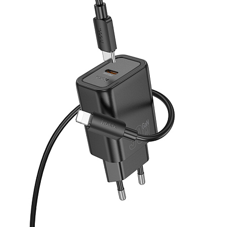 Сетевое зарядное устройство, 1 PD 30W (N62), HOCO, Type-C to Lightning, черный