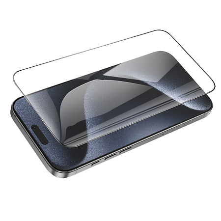 Защитное стекло для iPhone 16 Pro, G14, HOCO, Guardian shield series full-screen HD tempered glass, черное
