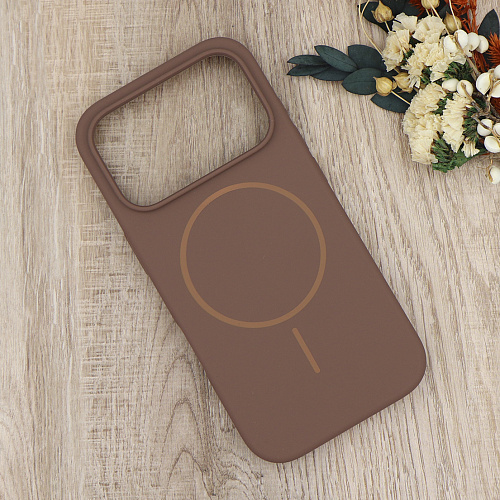 Чехол-накладка для iPhone 17 Pro Max, Silicon Case, магнитный (MagSafe), без лого, X-CASE, коричневый