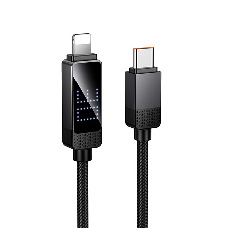 Кабель Lightning to Type-C (PD), HOCO, U154, 1.2 метра, PD 30W, с дисплеем, цвет черный