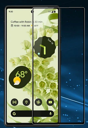 Защитное стекло на Google Pixel 6, прозрачное с черной рамкой, X-CASE