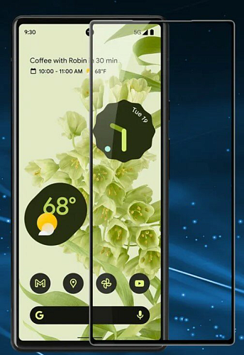 Защитное стекло на Google Pixel 6, прозрачное с черной рамкой, X-CASE