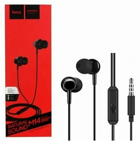 Проводные наушники M14 Universal Earphone, вакуумные с микрофоном, HOCO, черные