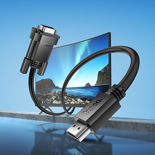 HDMI-VGA кабель, HOCO, US12, HD, 2м, черный