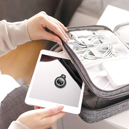 Устройство для поиска вещей E91 (комплект 4 штуки), синхронизация с IOS, Носо, белый с черным чехлом