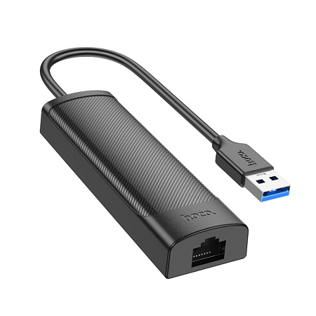 USB Хаб (HB42) с 1 USB на 3 USB 3.0+RJ45, HOCO, L=1.2M, черный