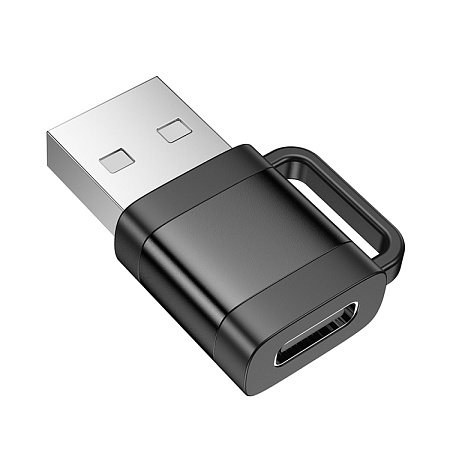 Переходник с USB (папа) на Type-C (мама), UA31D, HOCO, черный