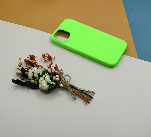 Чехол-накладка для iPhone 14, Silicon Case, без лого, ярко-зеленый