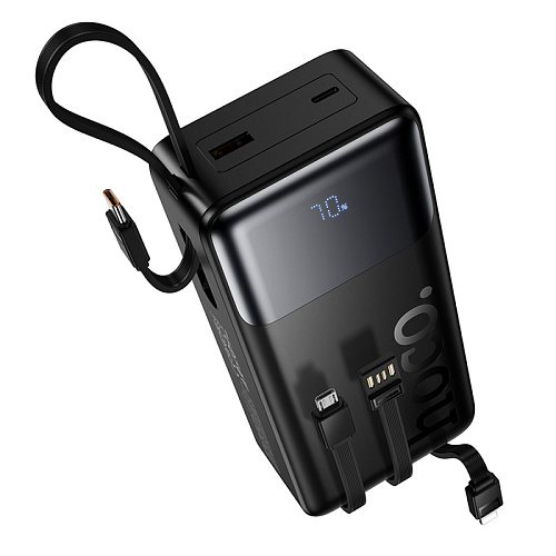 Универсальный Доп. Аккумулятор 30000mAh, J156B, HOCO, выход: 1 USB, 1 PD (20W), кабель: Type-C, Lightning, Micro, черный