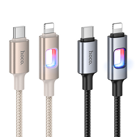 Кабель Lightning to Type-C (PD), HOCO, U144, 1.2 метра, цвет черный