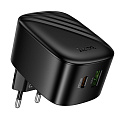 Сетевое зарядное устройство, 1 PD 30W + 1 USB 3.0 QC (CS102A), HOCO, складное, черный