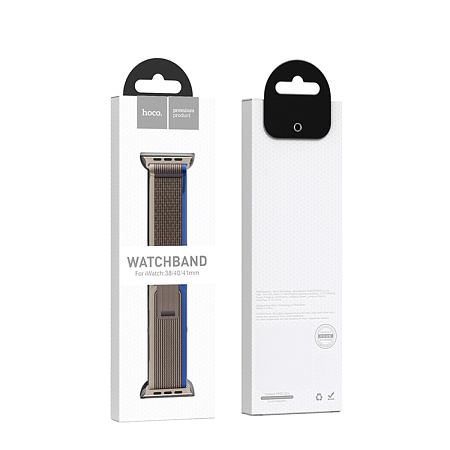 Ремешок на руку для Apple Watch 44/45/46/49 мм, HOCO, WA14, нейлоновый, синий с серым