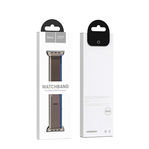 Ремешок на руку для Apple Watch 44/45/46/49 мм, HOCO, WA14, нейлоновый, синий с серым