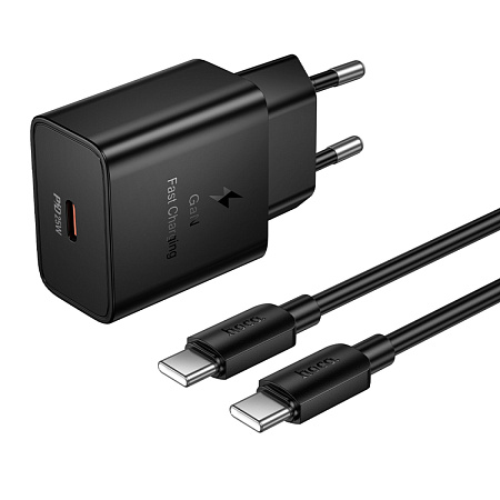 Сетевое зарядное устройство, 1 PD 25W (N76), HOCO, Type-C to Type-C, черный