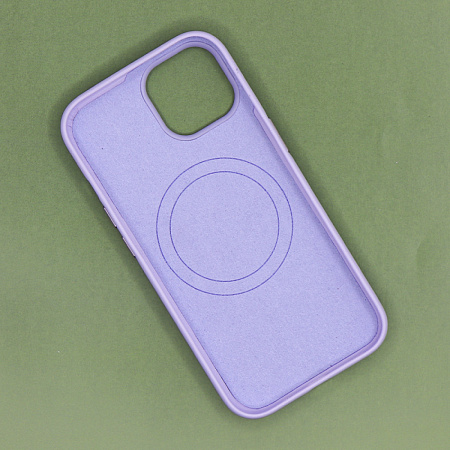 Чехол-накладка для iPhone 15, экокожа, магнитный (MagSafe), без лого, X-CASE, сиреневый