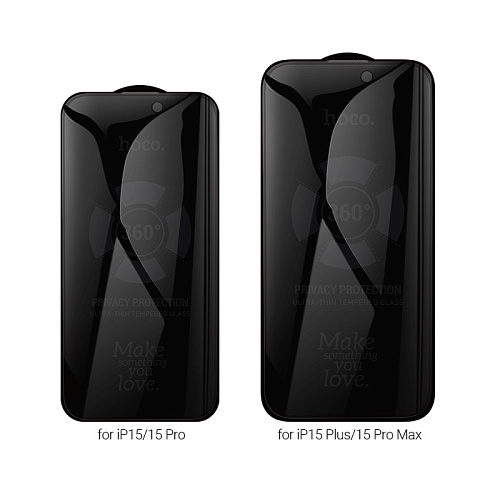 Защитное стекло для iPhone 15 Pro Max, A38, HOCO, 360-degree Privacy, черное