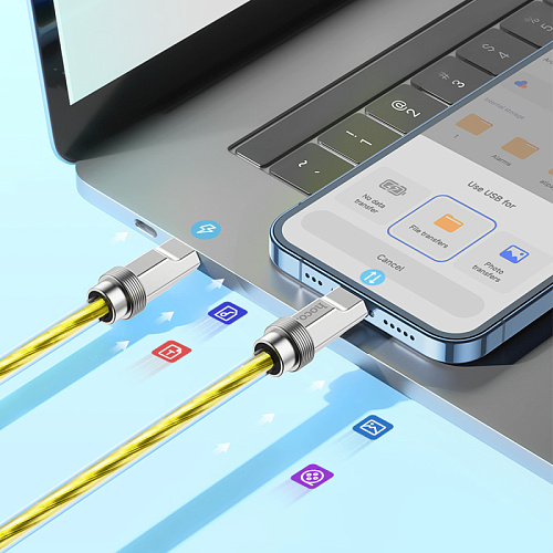 Кабель Lightning to Type-C (PD), HOCO, U113, 1м, силиконовый, золотой