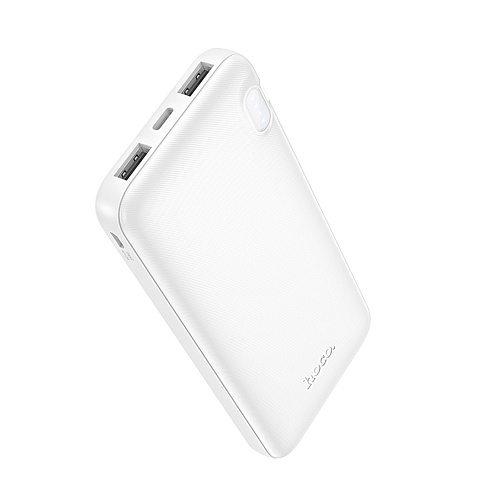 Универсальный Доп. Аккумулятор 10000mAh, J128, HOCO, выход: 2 USB (5V/2A), белый