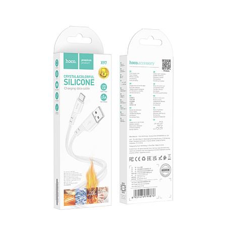 USB Кабель Type-C, HOCO, X97, 1м, силиконовый, белый