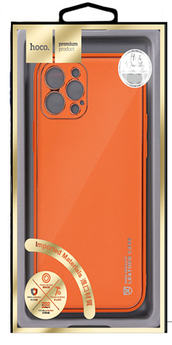 Чехол силиконовый для IPhone 12 Pro (6.1), Graceful Leather series, HOCO, оранжевый