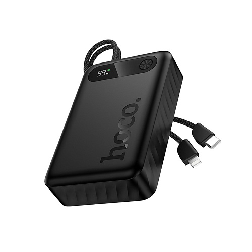 Универсальный Доп. Аккумулятор 20000mAh, J171A, HOCO, выход: 1 USB (22.5), 1 PD (20W), с двумя кабелями, черный