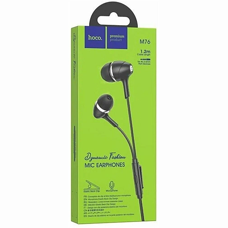Проводные наушники M76 Maya universal earphones, HOCO, вакуумные с микрофоном, черные