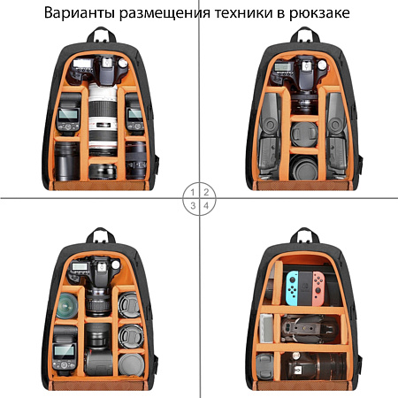 Рюкзак водонепроницаемый для фотоаппарата, камеры и др., 5011, PULUZ, черный