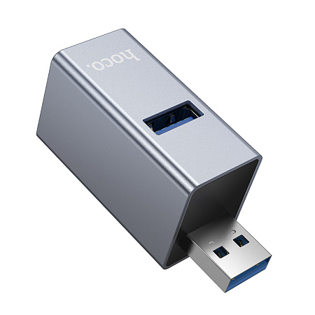USB Хаб (HB54) c 1 USB на 1 USB 3.0 + 2 USB 2.0, HOCO, без провода, серый