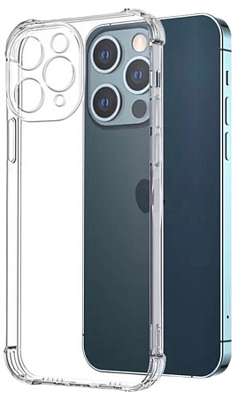 Чехол силиконовый для iPhone 13 Pro (6.1), усиленные края, с защитой камеры, X-CASE, прозрачный