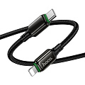 Кабель Lightning to Type-C (PD), HOCO, X127, 1м, оплетка, 30W, черный