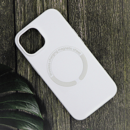 Чехол-накладка для iPhone 15, Silicon Case, магнитный (MagSafe), без лого, X-CASE, белый