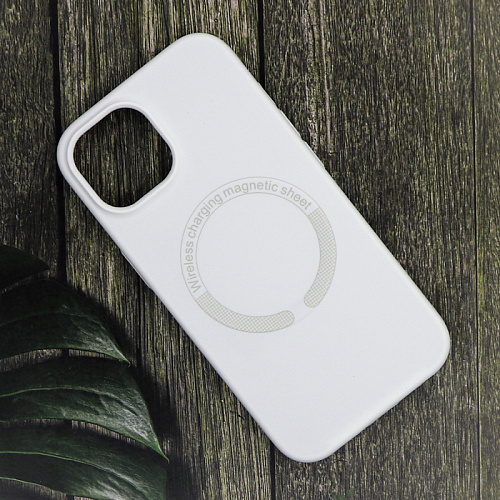 Чехол-накладка для iPhone 15, Silicon Case, магнитный (MagSafe), без лого, X-CASE, белый