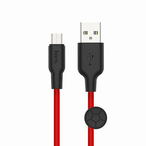 USB Кабель Micro, HOCO, X21 Plus, 0.25м, силиконовый, черно-красный