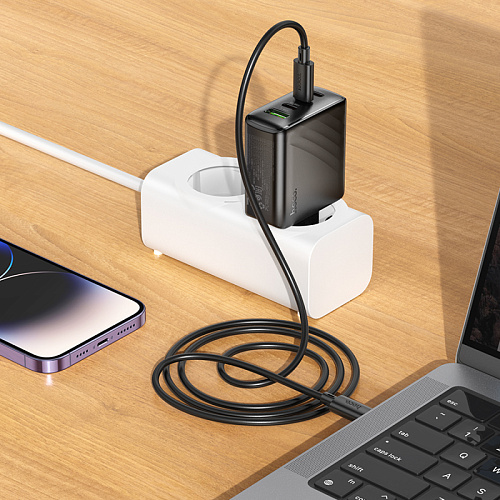 Сетевое зарядное устройство, 1 USB 3.0 QC+3 PD 67W (CS27A), HOCO, черный