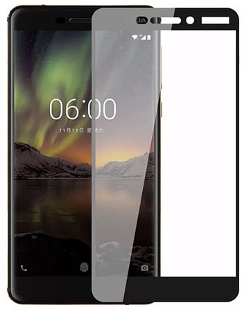 Защитное стекло на Nokia 6, 9D, черный, X-CASE