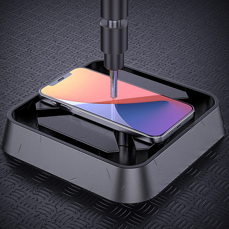 Защитное стекло на iPhone 13 Pro Max (6.7)/14 Plus, G1, HOCO, Flash attach full screen silk screen, черное