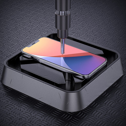 Защитное стекло на iPhone 13 Pro Max (6.7)/14 Plus, G1, HOCO, Flash attach full screen silk screen, черное