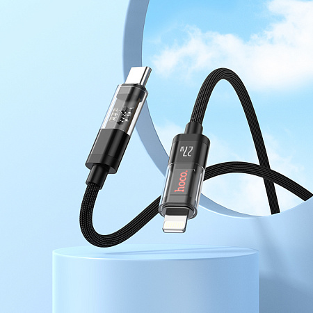 Кабель Lightning to Type-C (PD), HOCO, U116, 1.2м, черный