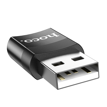 Переходник с USB (папа) на Type-C (Мама), HOCO, UA17, черный