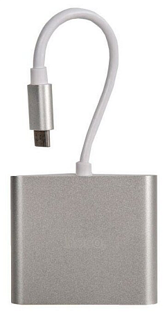 USB Хаб (HB14) c 1 Type-C на USB 3.0+HDMI+PD, HOCO, серебро