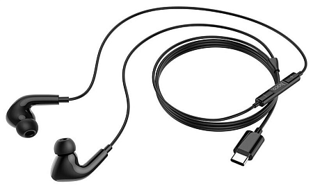 Проводные наушники M1 Pro, Type-C, HOCO, вакуумные с микрофоном, черные
